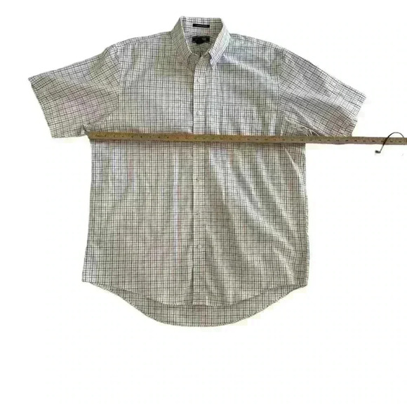 Men’s Lands End Short Sleeve Button Down in Red White Blue Plaid Sz 17 EXCELLENT - Picture 7 of 10